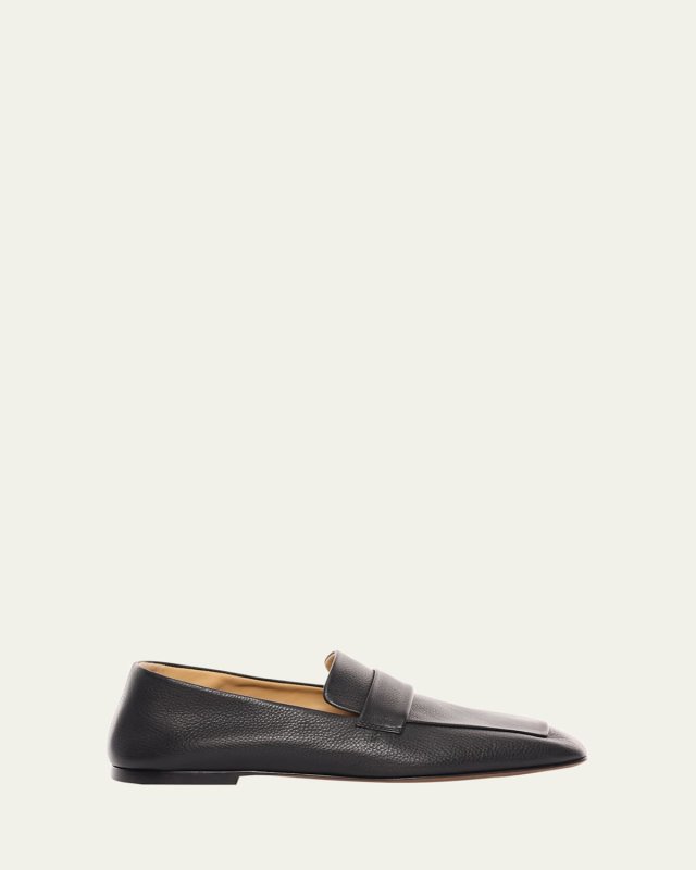 Leather Square-Toe Loafers
